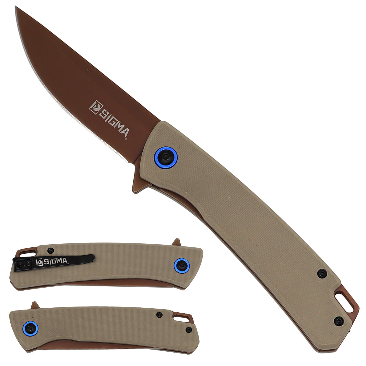 Sigma Spring-Assisted Ball-Bearing Pocket Knife, 8Cr14 Blade & G10 Handle | KSB5001GSD