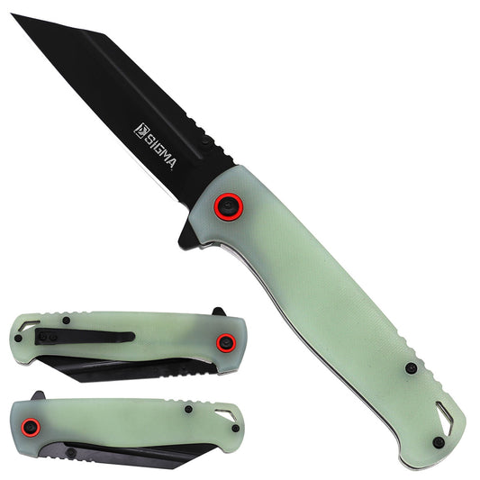 Sigma Ball Bearing Green Flipper Knife - Tanto Blade