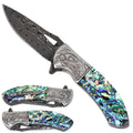 Damascus Pattern Blade Ball Bearing Folding Knife