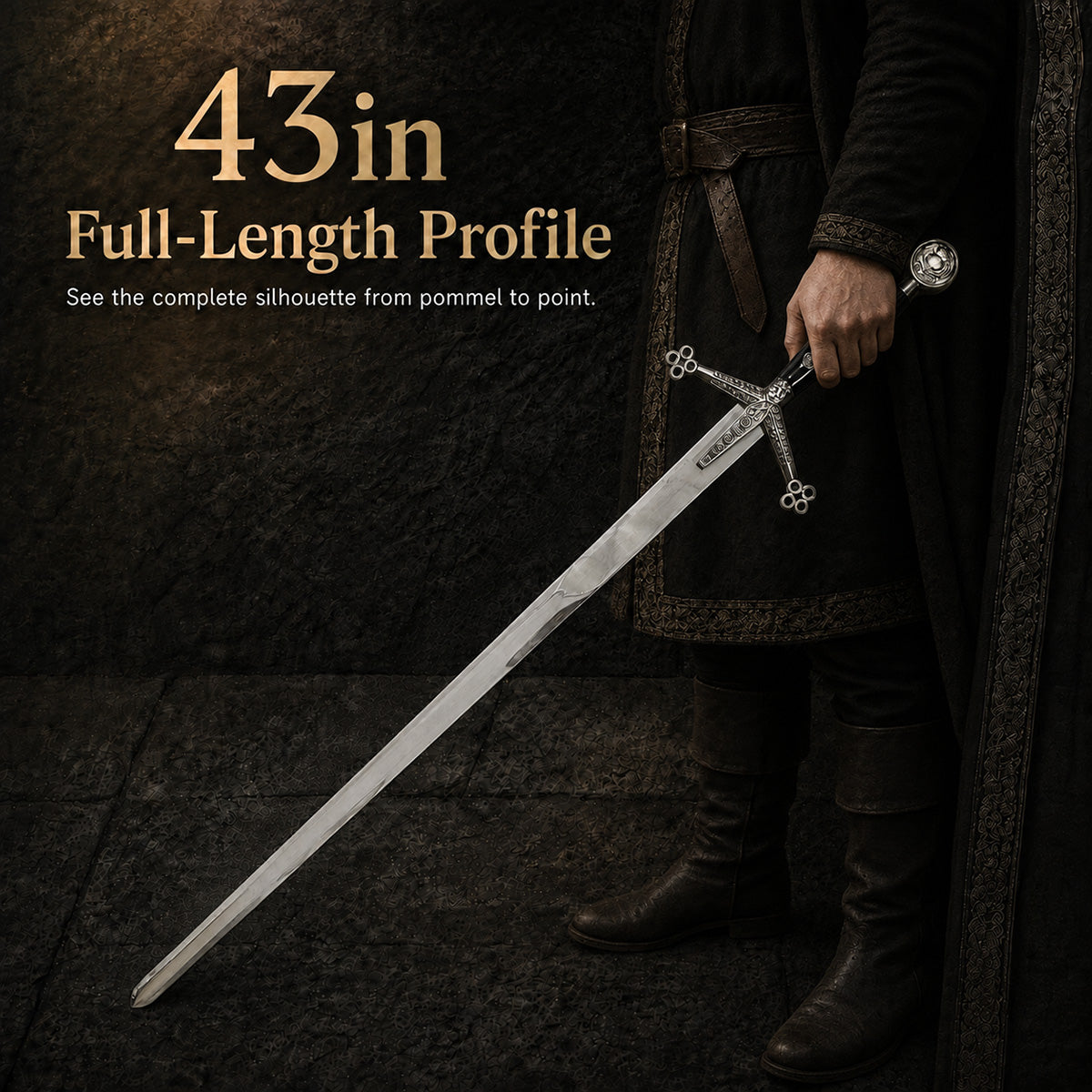 43 3/4" Claymore Sword with Scabbard