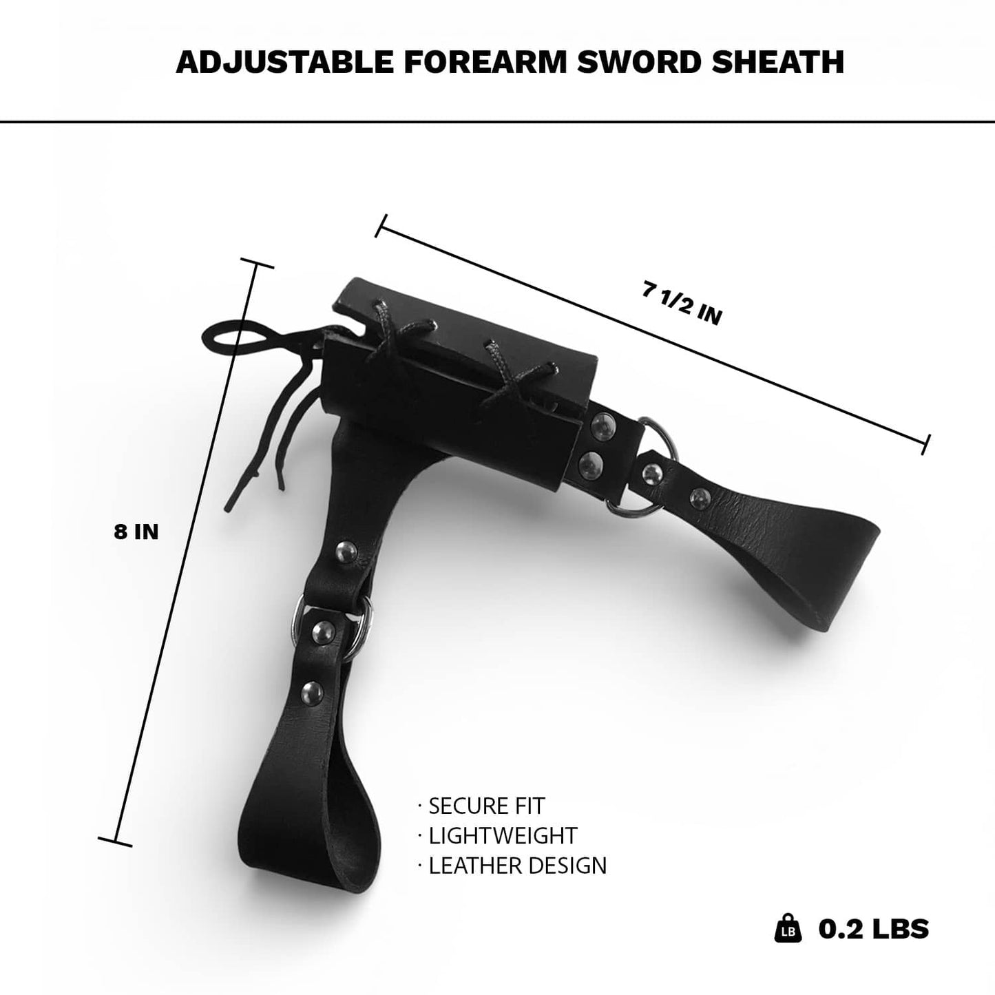 8" x 8" Faux Leather Medieval Rapier Sword Frog Black