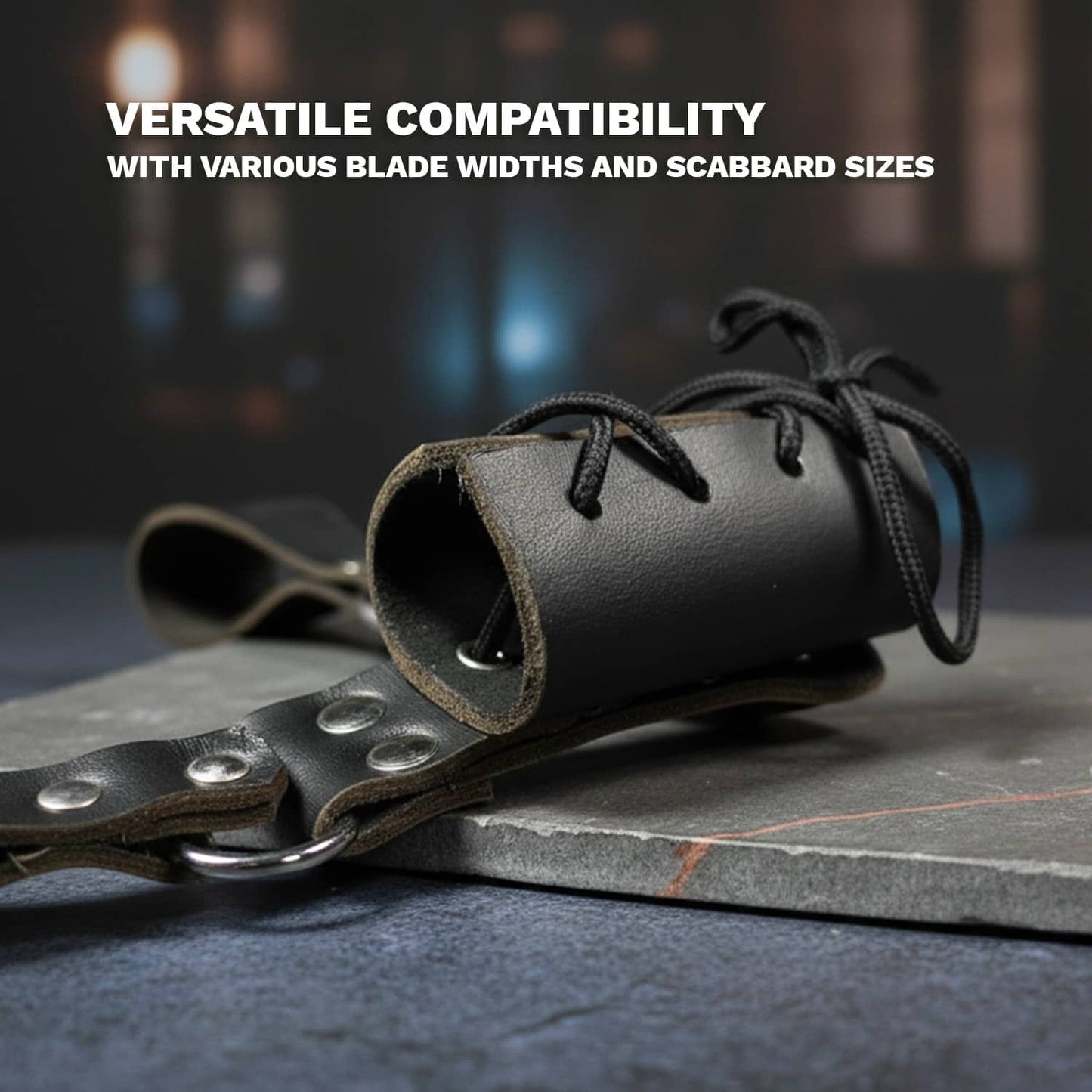 8" x 8" Faux Leather Medieval Rapier Sword Frog Black