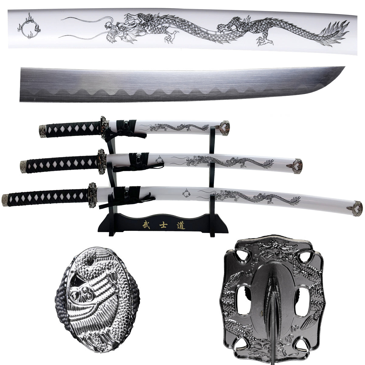 3Pcs Samurai sword set, Plastic scabbard