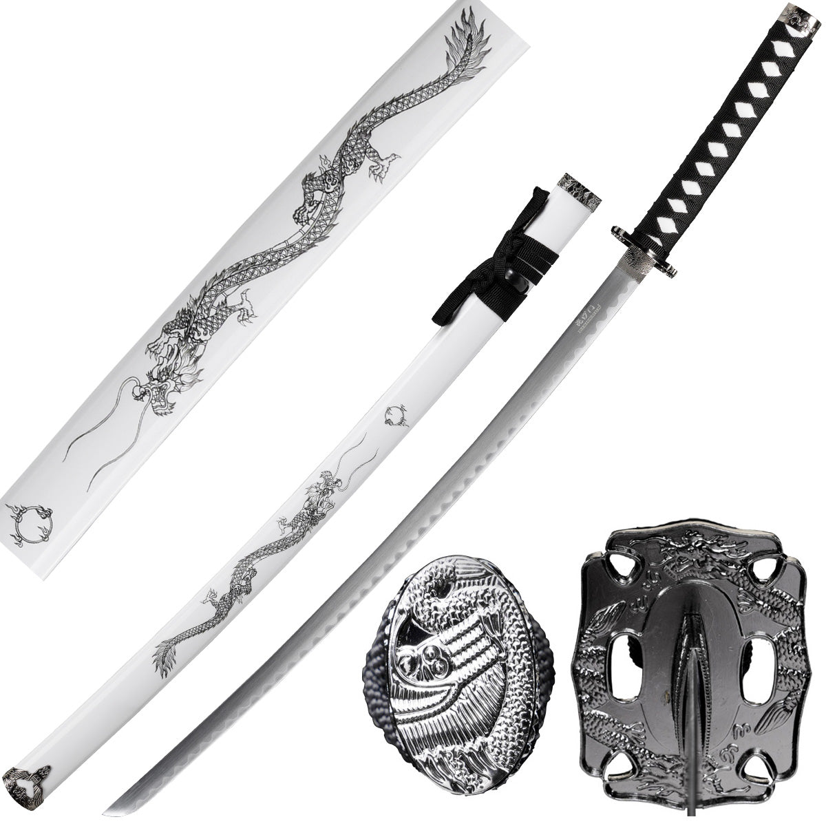 White Samurai Sword with Stand