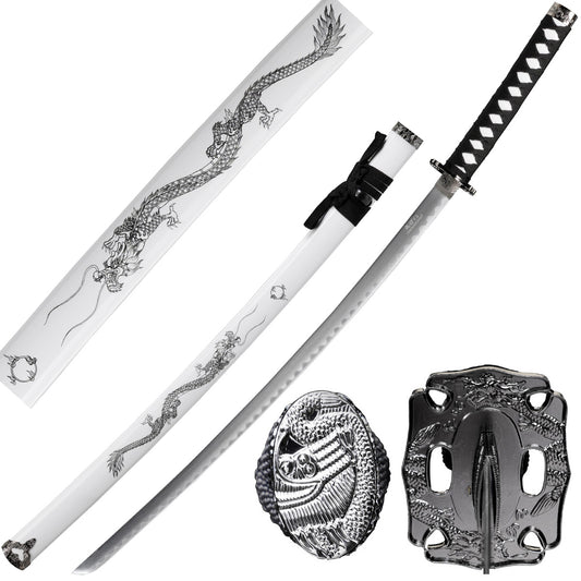 White Samurai Sword with Stand