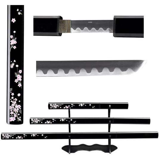 3Pcs Samurai sword set, Plastic scabbard