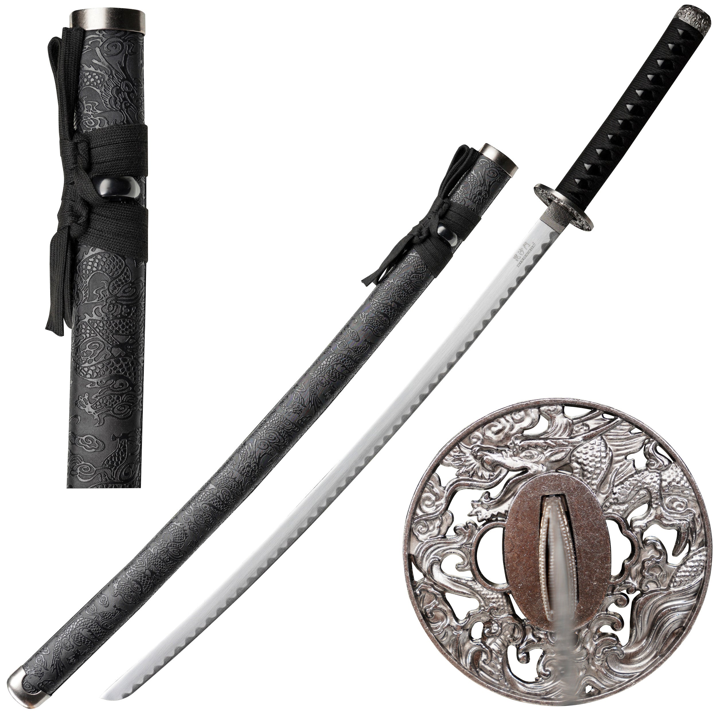 39.5-Inch Black Dragon Samurai Sword