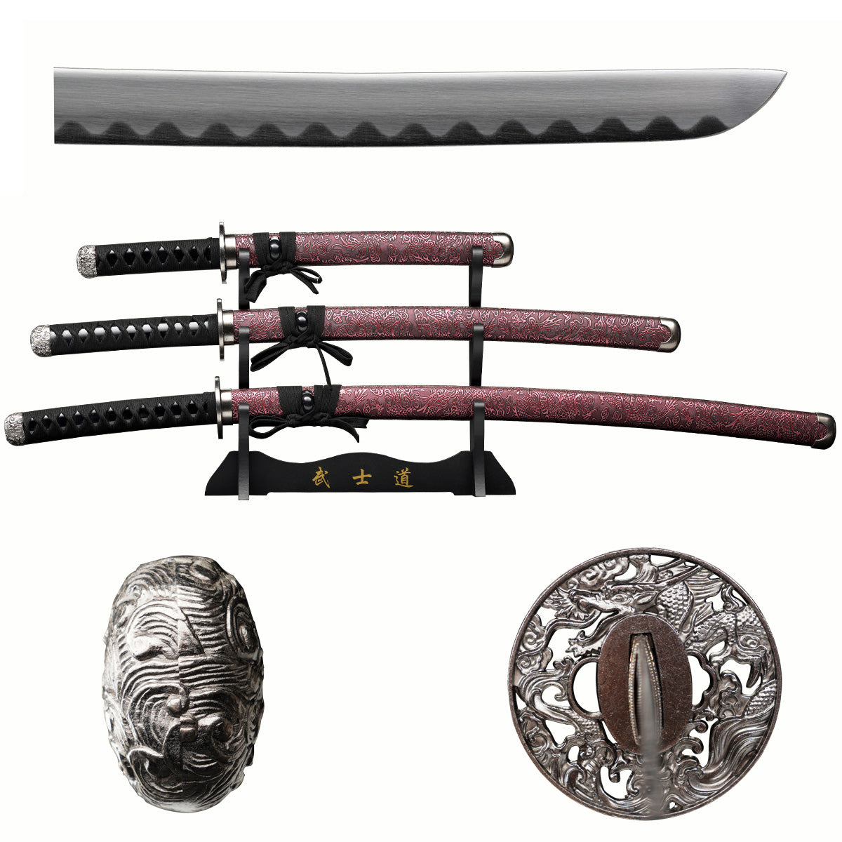 Purple Dragon 3-Piece Samurai Sword Set
