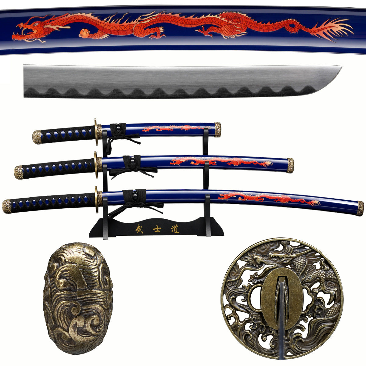 3-Piece Samurai Sword Set with Katana, Wakizashi & Tanto | SA127NV-DG