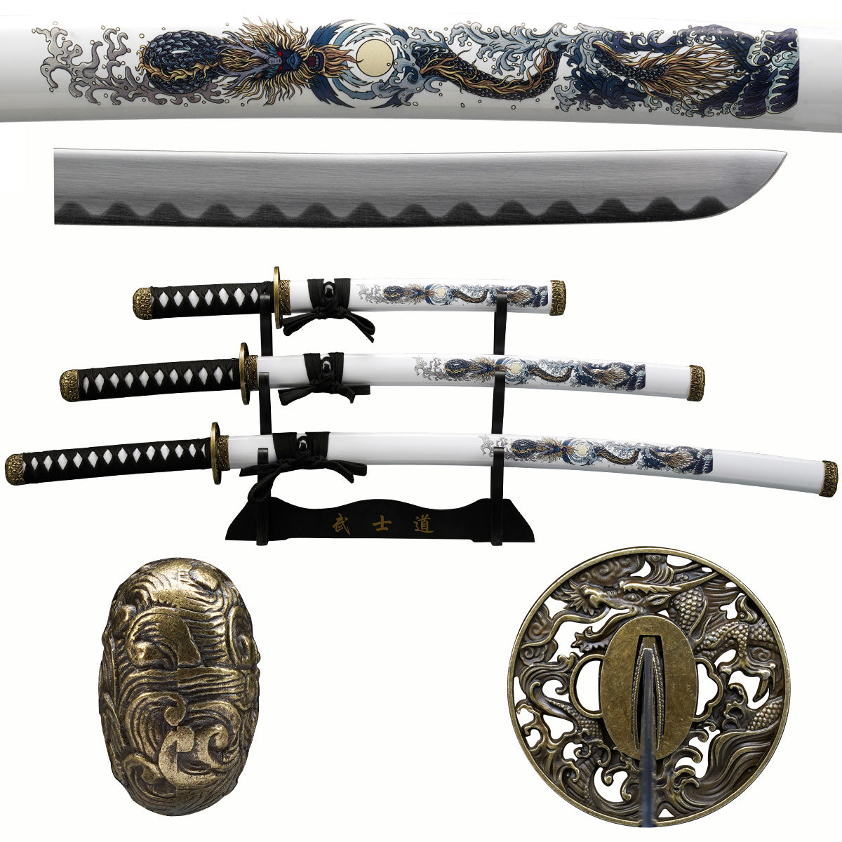 3-Piece Samurai Sword Set with Katana, Wakizashi & Tanto | SA127WT-DW