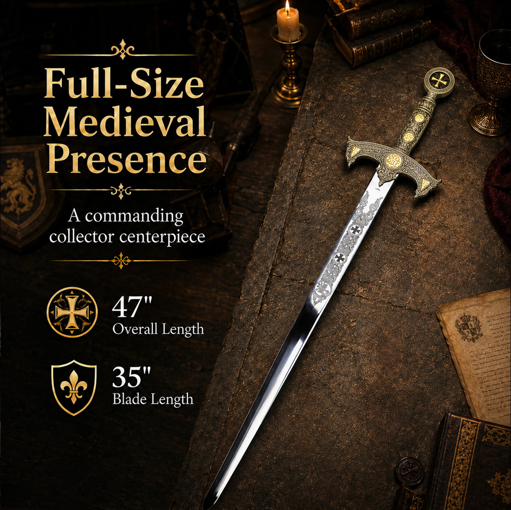 47" Knights of Templar Sword
