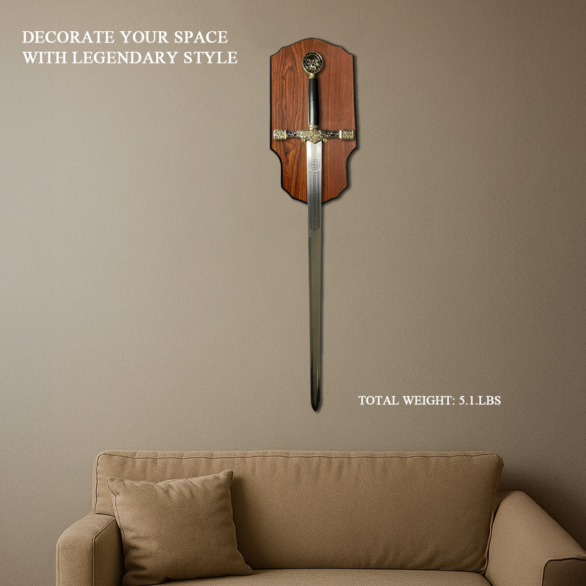 45" Excalibur Sword With Hanging Plaque Knight Collection
