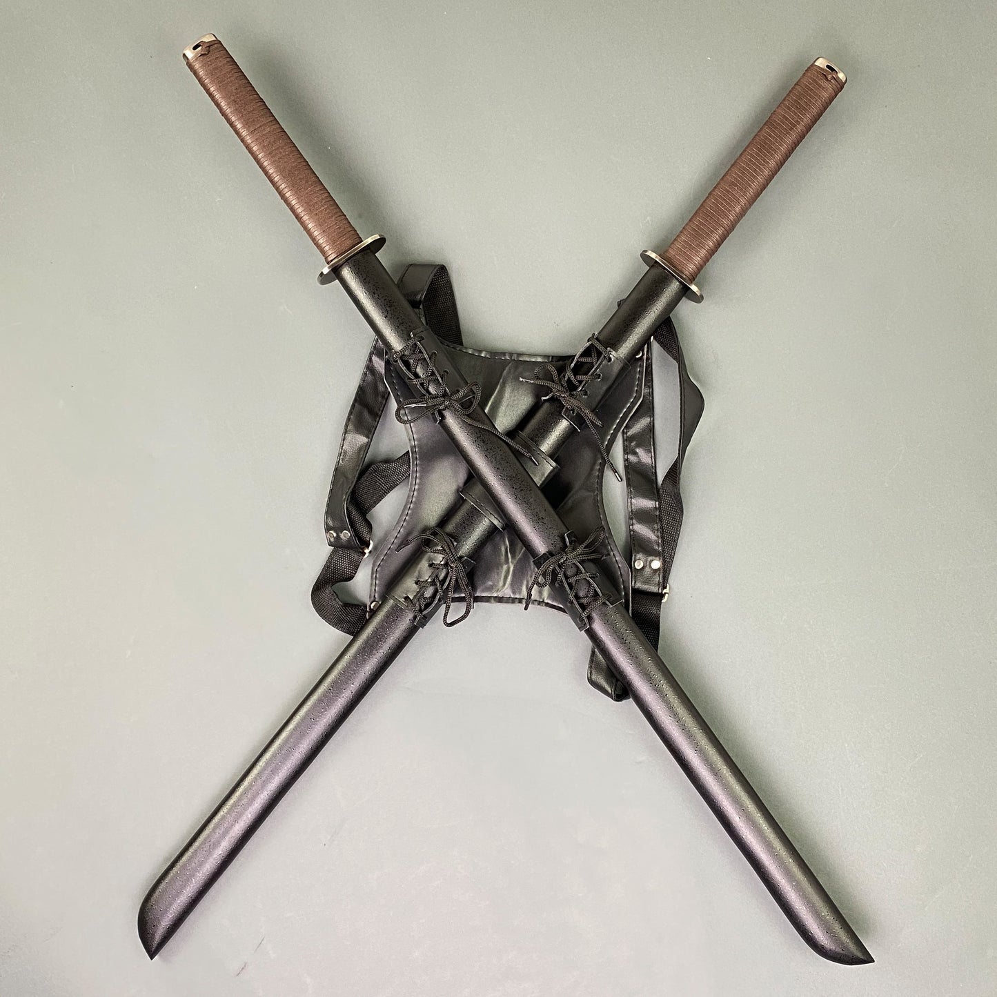 39 1/4" 2 PCS Ninja Swords w/ leather frog