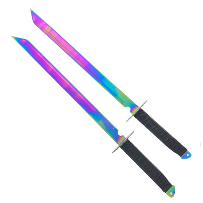 26" Twin Tactical Machete Set Rainbow