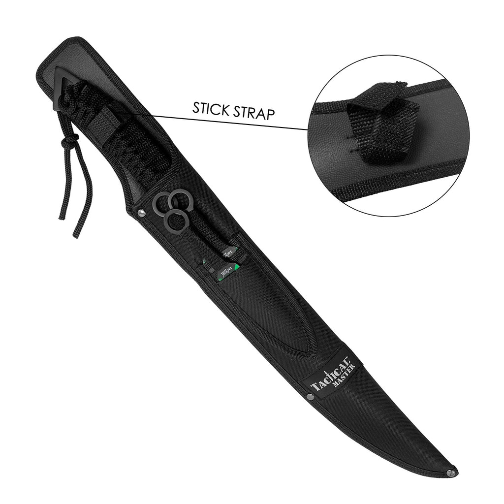 20" Flame Machete w/throwing knives-Green