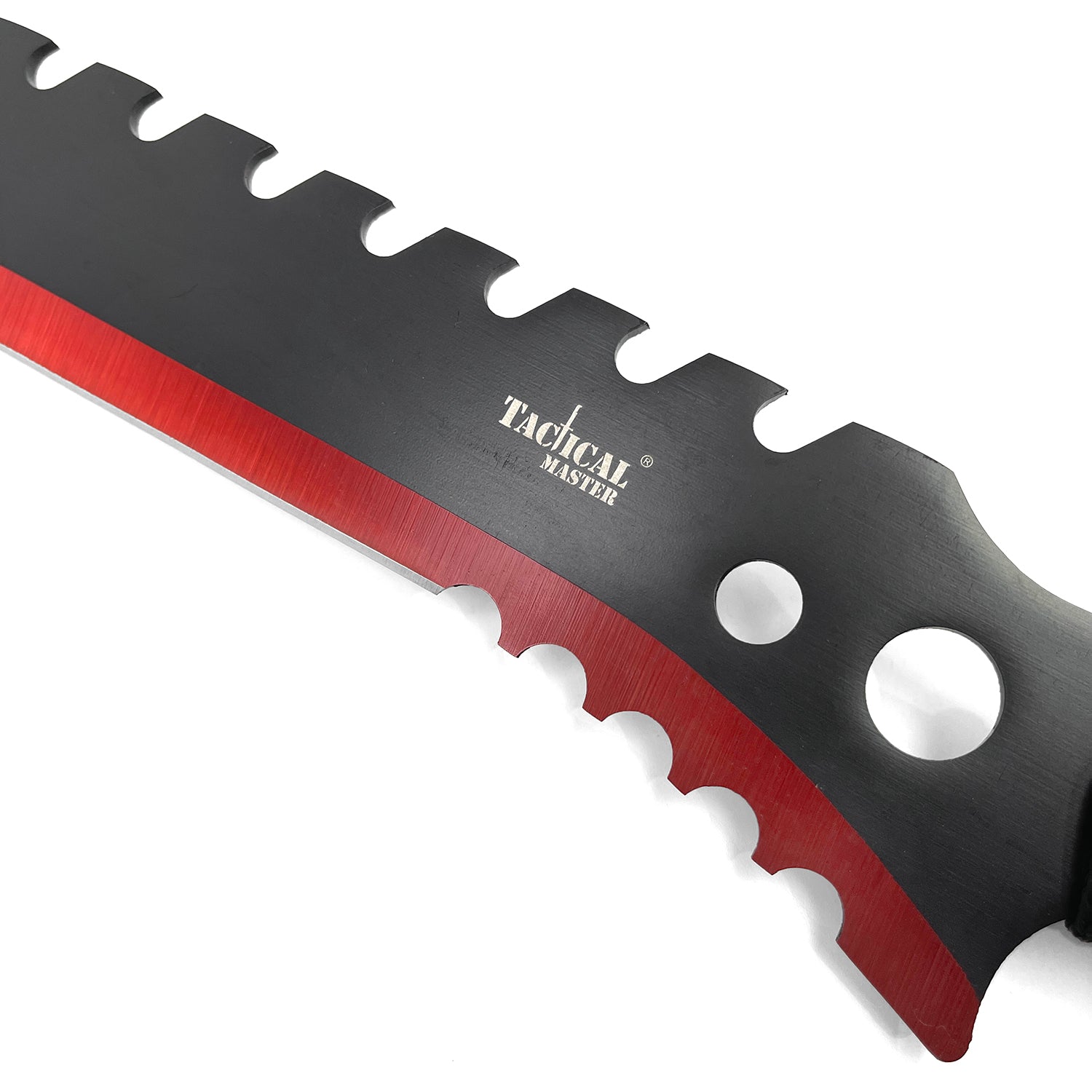26" Red Machete w 3 Throwing Knives