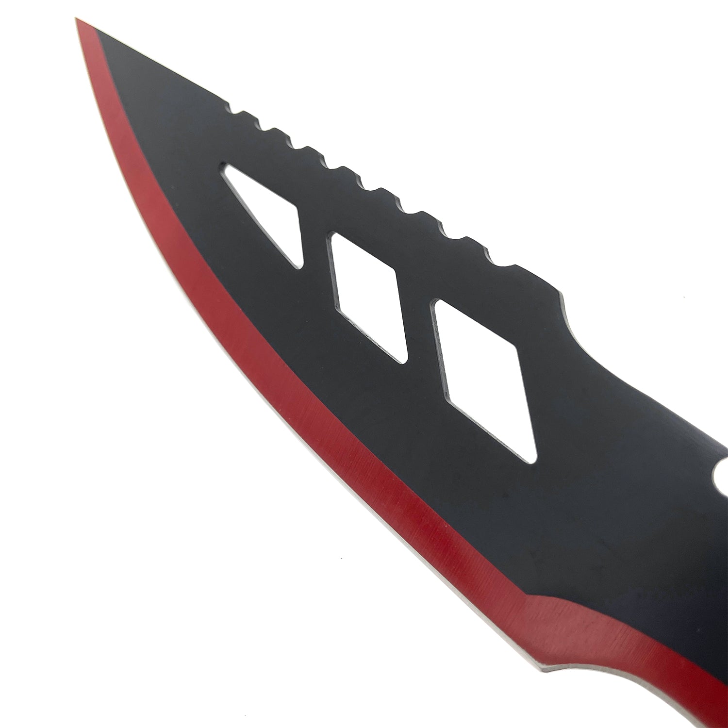 26" Red Machete w 3 Throwing Knives