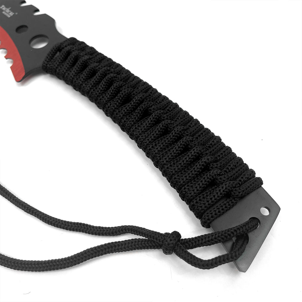 26" Red Machete w 3 Throwing Knives