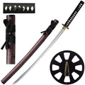 39.5-inch hand-forged 1045 steel samurai sword with burgundy scabbard, SKU SS326PP