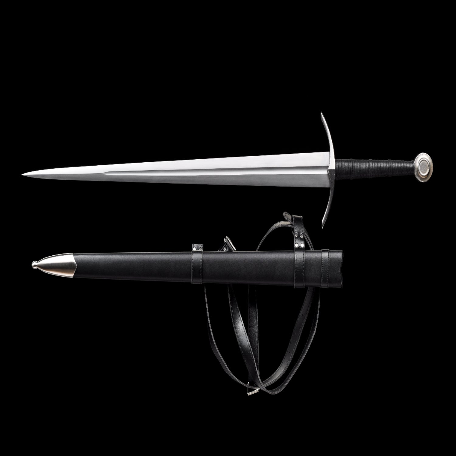 Hand Forged Medieval Sword w/ Leather Strips