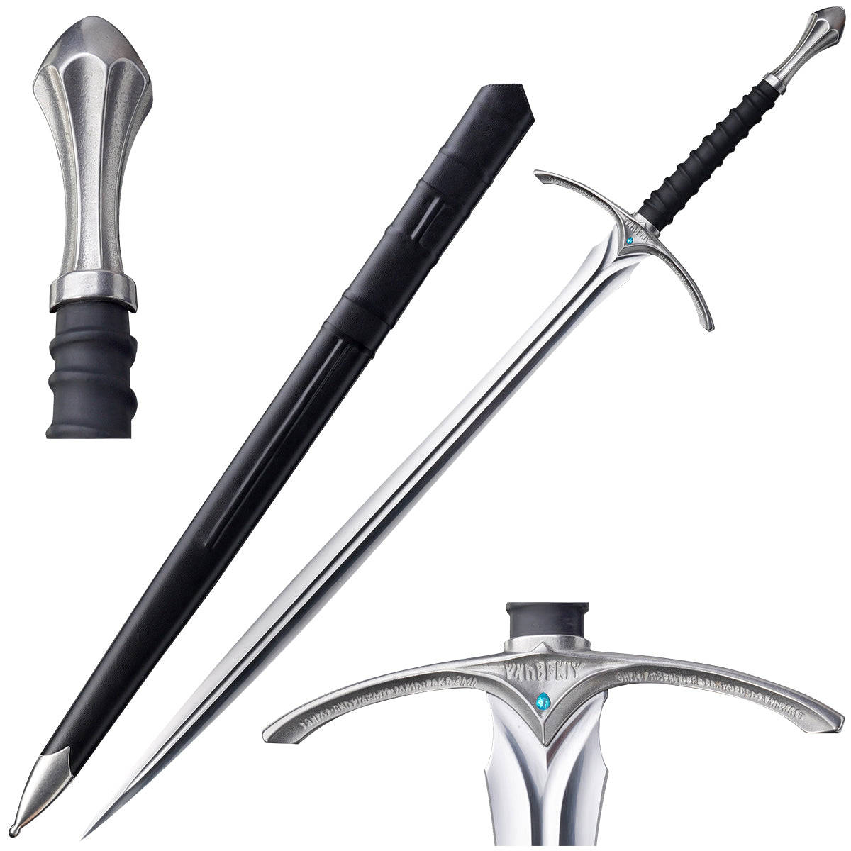 50.4-inch handmade 1060 high-carbon steel medieval sword, Knights Collection Elite Series, SKU SSM144BK