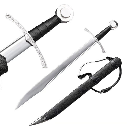 Medieval Sword - Hand-Forged 1060 High Carbon Steel Medieval Sword with Engravings – Knight's Collection Series