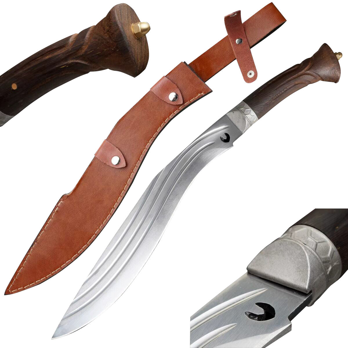 Hand-Forged 1060 Carbon Steel Kukri with Pear-Wood Handle | SST004
