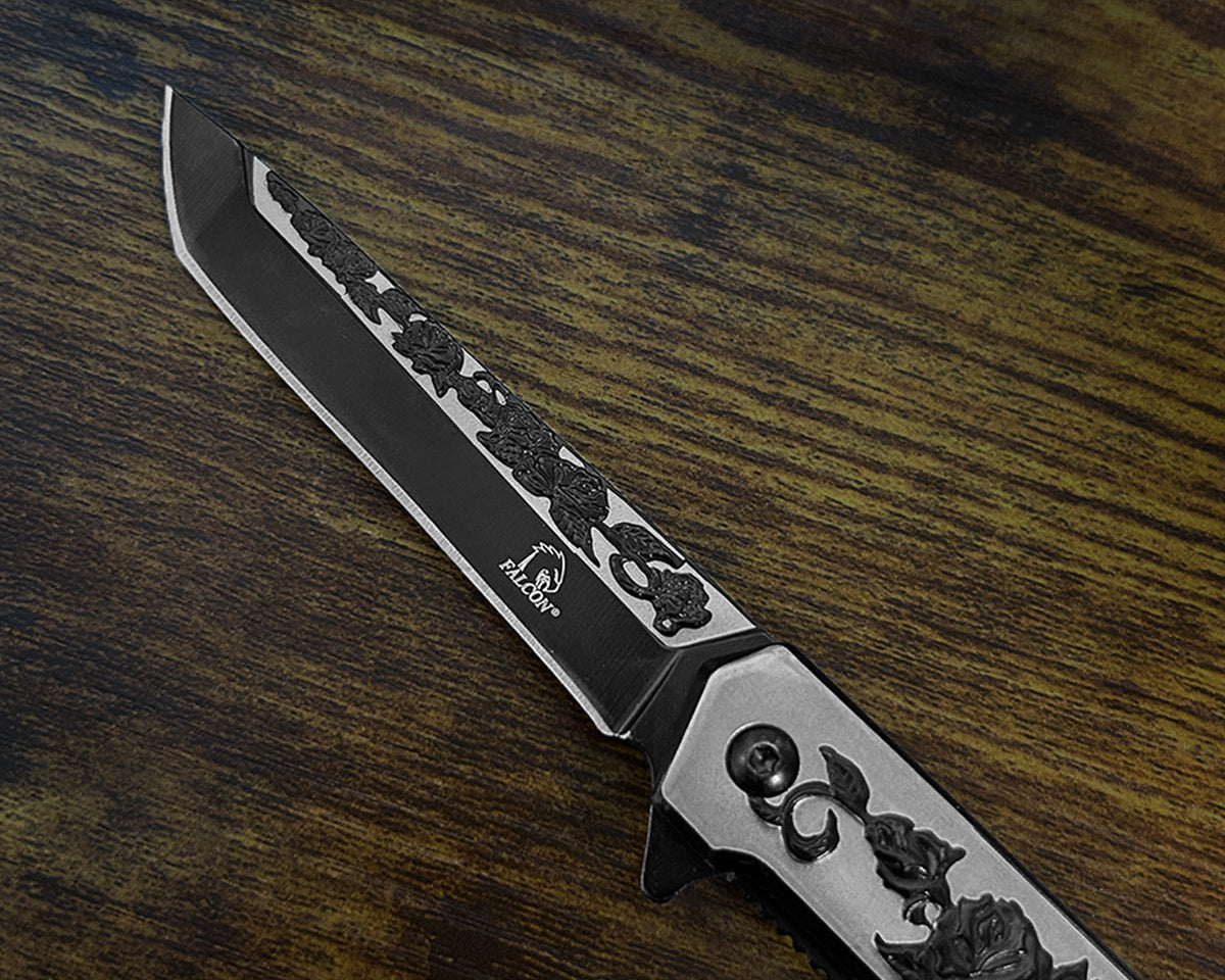 Wholesale Falcon Knives - Rose Design EDC Pocket Knife