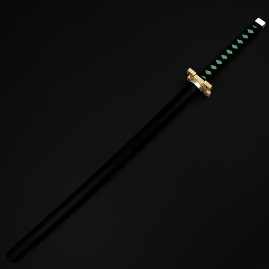 Demon Foam Green Sword with a black blade and green diamond-patterned handle for anime fans