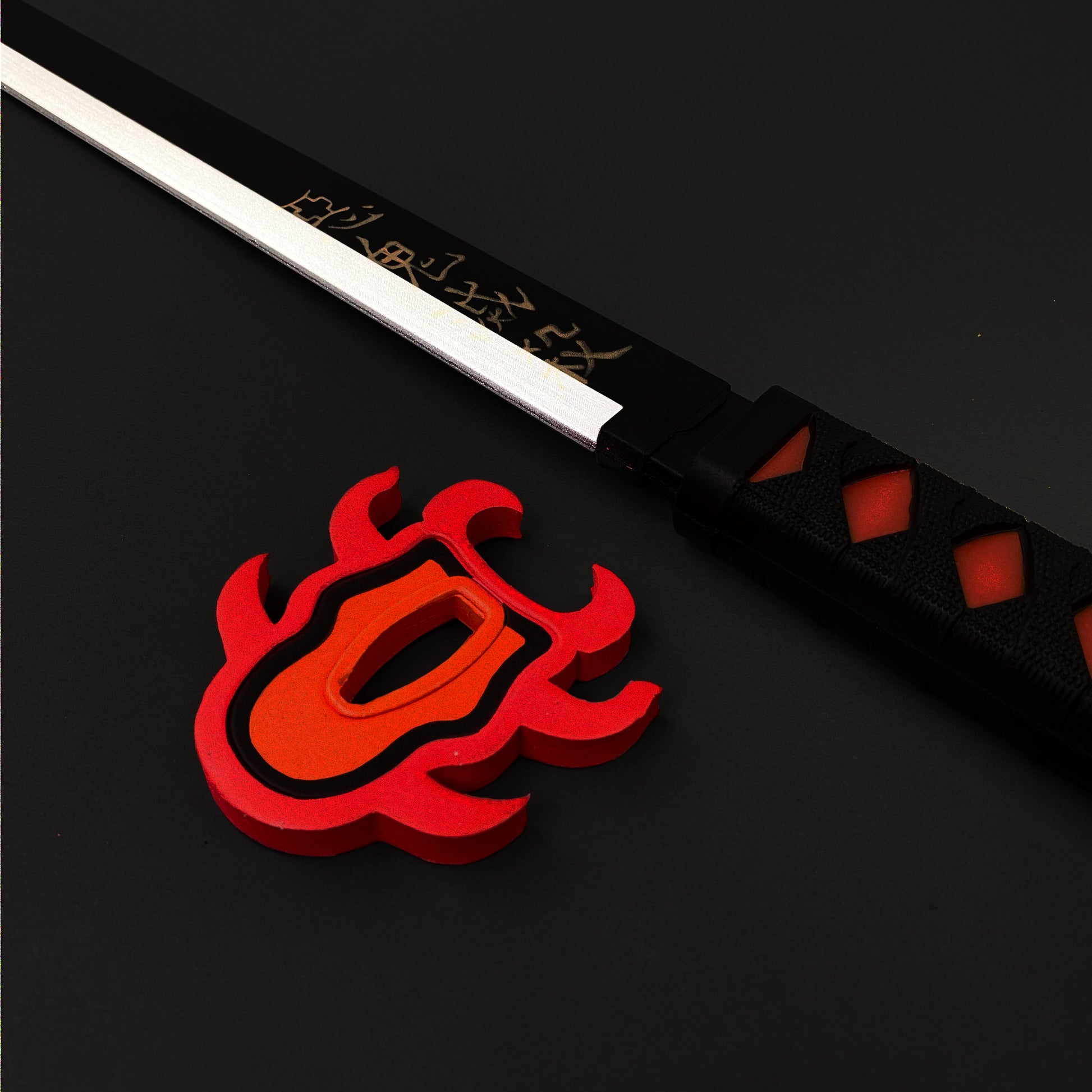 Demon Red Foam Sword with Black Handle and Flame-Shaped Accessory for Anime Fans