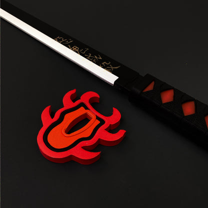 Demon Red Foam Sword with Black Handle and Flame-Shaped Accessory for Anime Fans