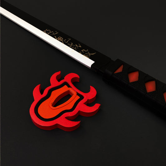 Demon Red Foam Sword with Black Handle and Flame-Shaped Accessory for Anime Fans
