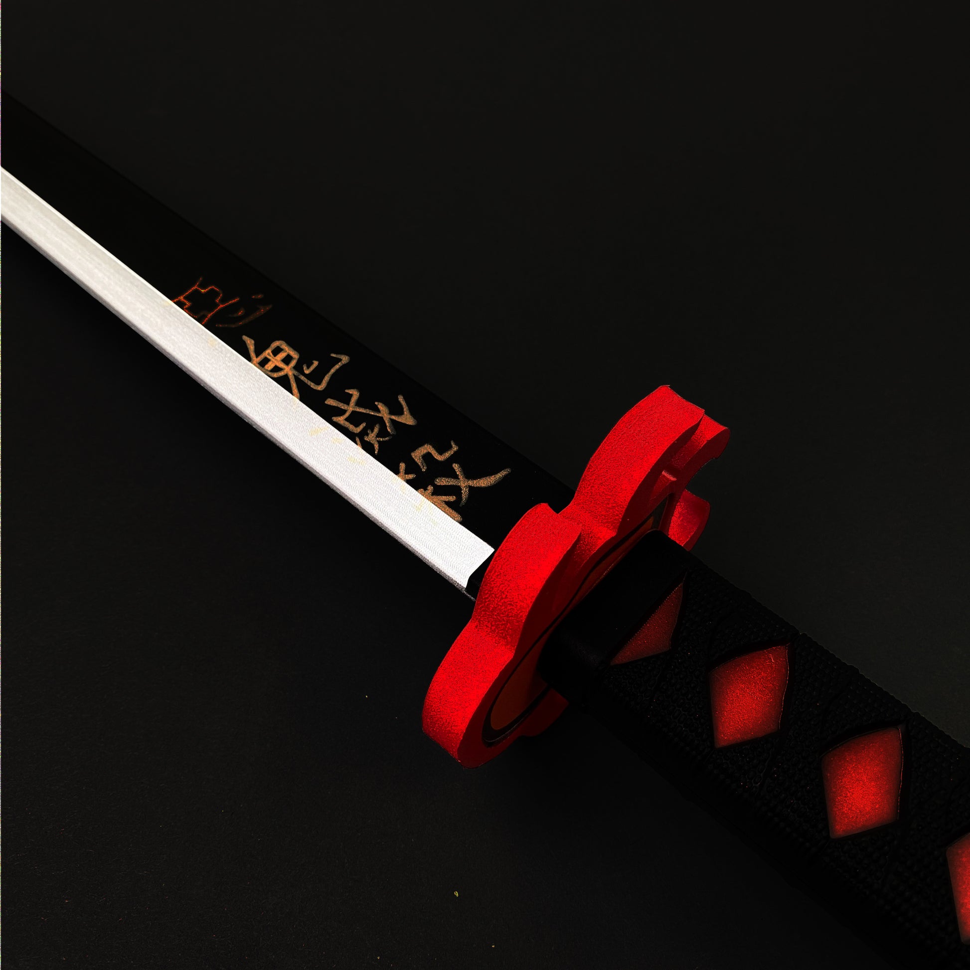 Demon Red Foam Sword with intricate detailing and a textured handle for anime enthusiasts