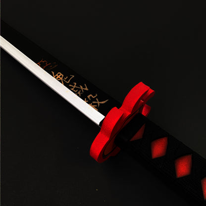 Demon Red Foam Sword with intricate detailing and a textured handle for anime enthusiasts