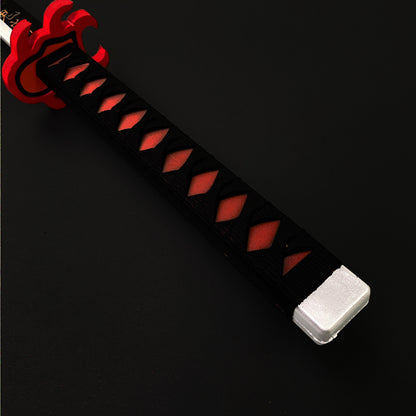 Demon Red Foam Sword with a textured black grip and striking red accents for cosplay and play
