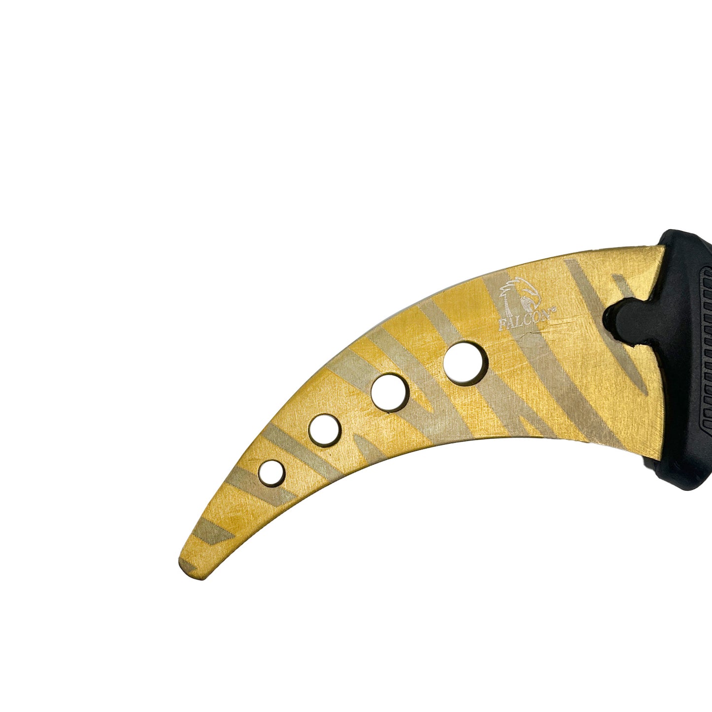 Falcon Gold Karambit Trainer Knife with a curved blade for training and safety exercises
