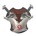 Fantasy Dagger 2PCS Decorative Set w/ Plaque featuring twin blades with detailed handles for wall display