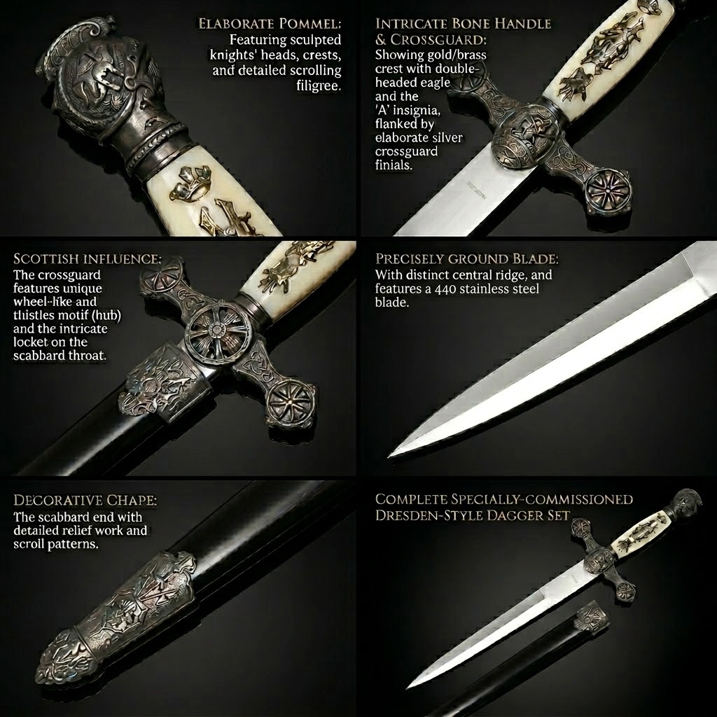 13 1/2" Renaissance Dagger Knights Templar