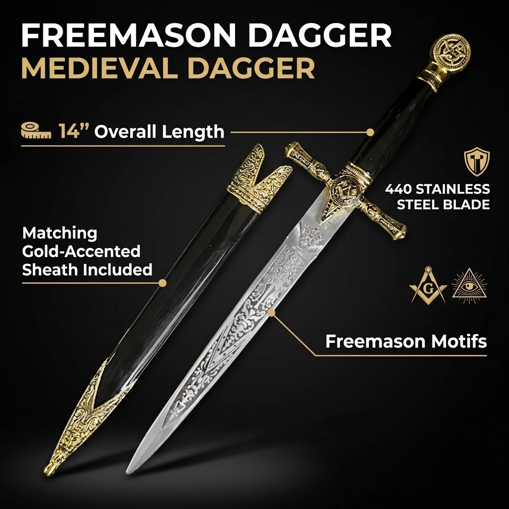 15 3/4 " Freemason Dagger with scabbard