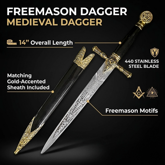 15 3/4 " Freemason Dagger with scabbard
