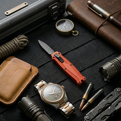 Red Automatic Mini OTF Knife - Double Edge Blade