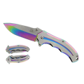 Falcon 7 3/4 Two Tones Silver & Rainbow Metal Handle