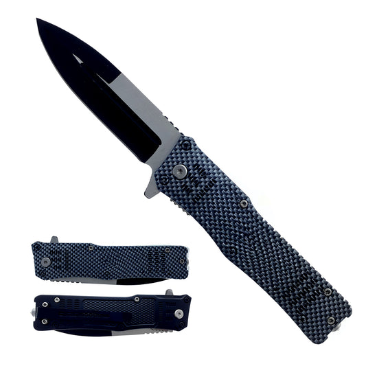 8" Overall Semi-Automatic Folding Knife Abstract Handle