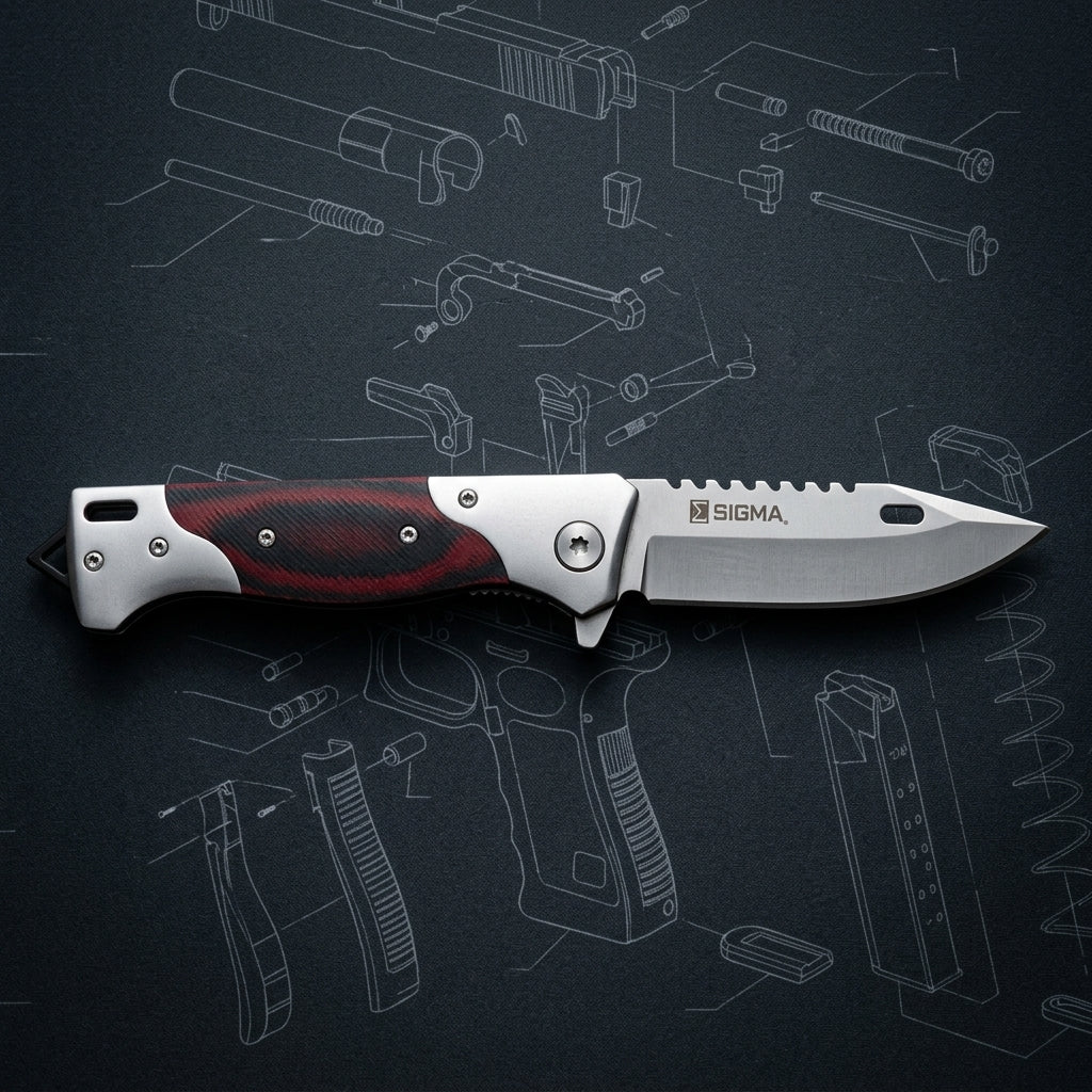 Sigma Red Ball Bearing Pocket Knife - Micarta Handle