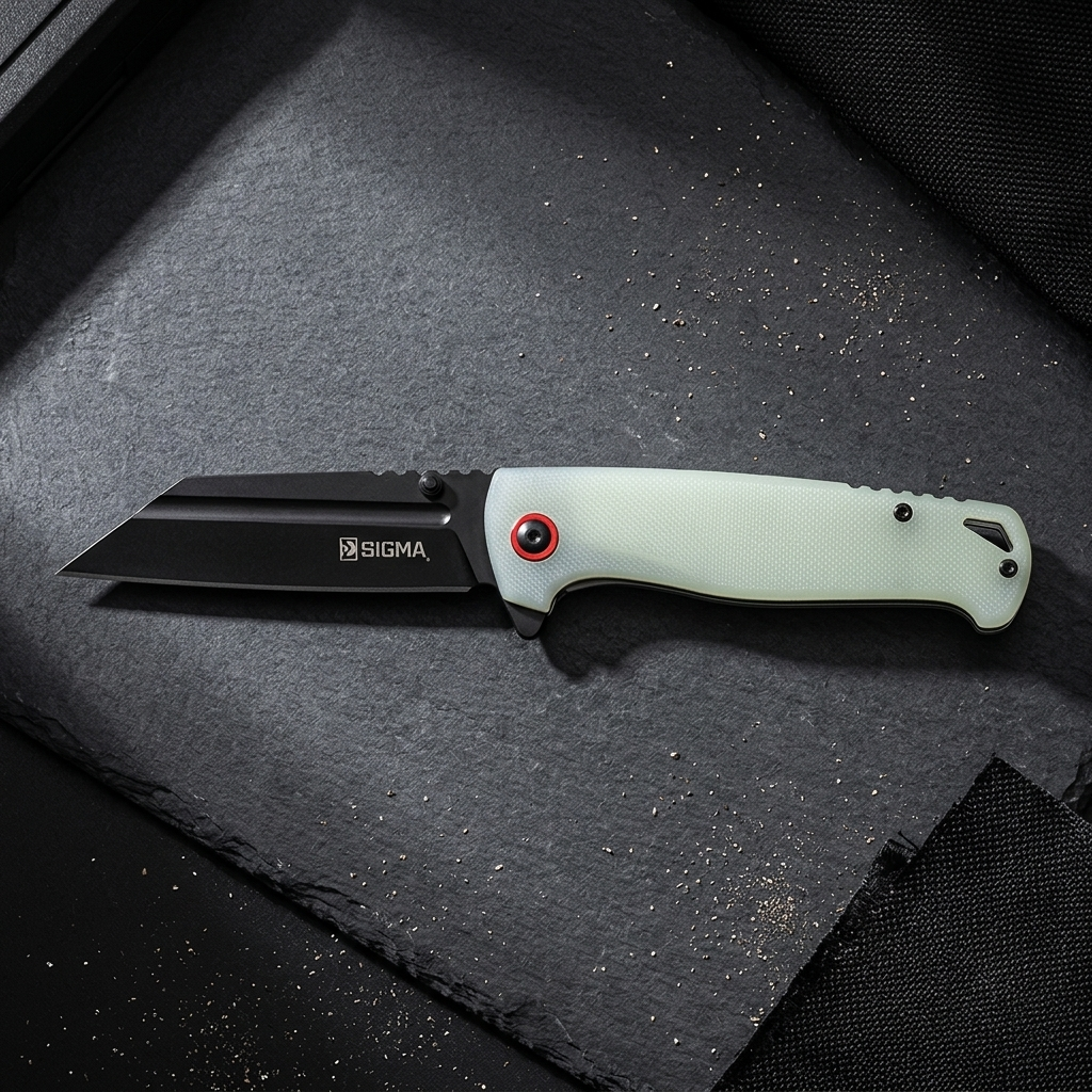 Sigma Ball Bearing Green Flipper Knife - Tanto Blade