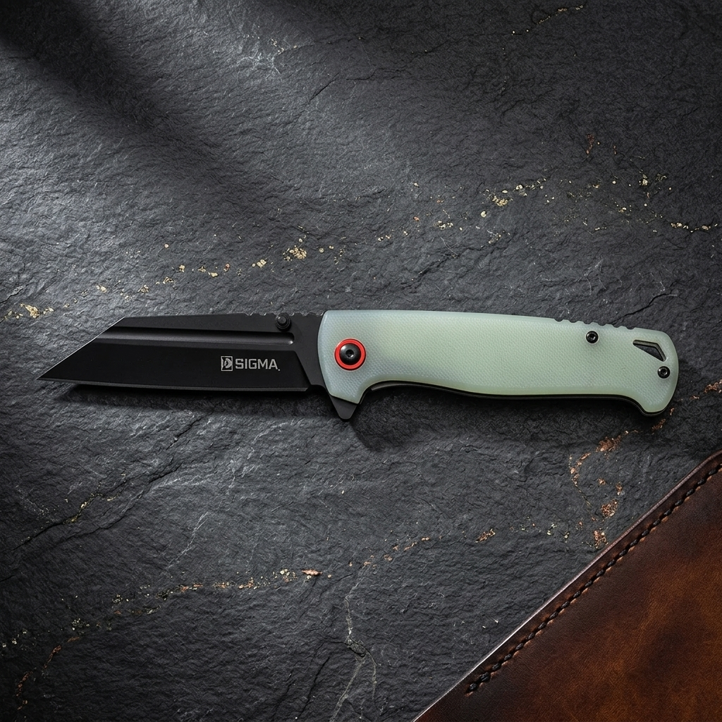 Sigma Ball Bearing Green Flipper Knife - Tanto Blade