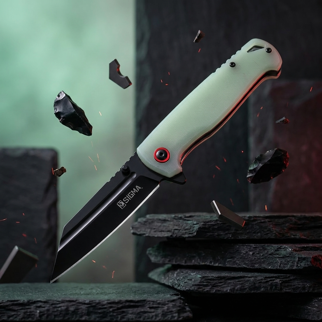 Sigma Ball Bearing Green Flipper Knife - Tanto Blade
