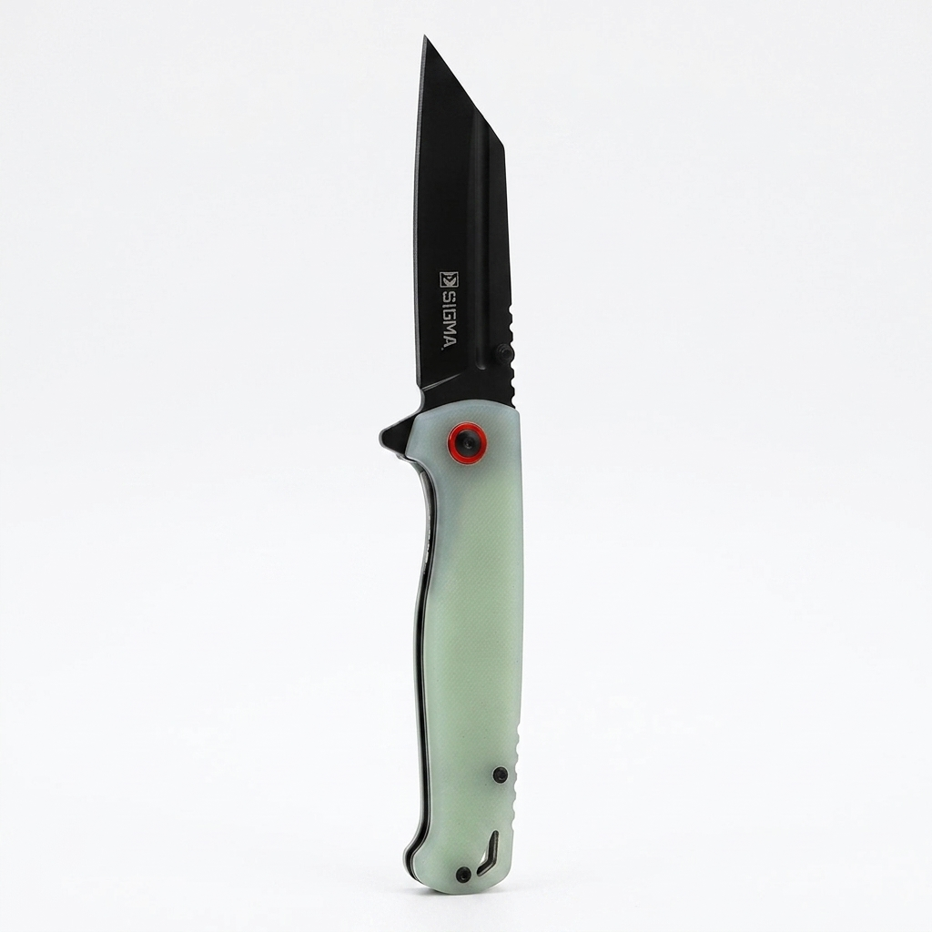 Sigma Ball Bearing Green Flipper Knife - Tanto Blade