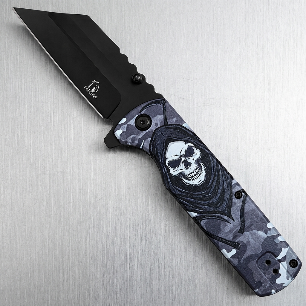 Spring-Assisted Folding Knife with Grim Reaper Handle | KS1315GR-2