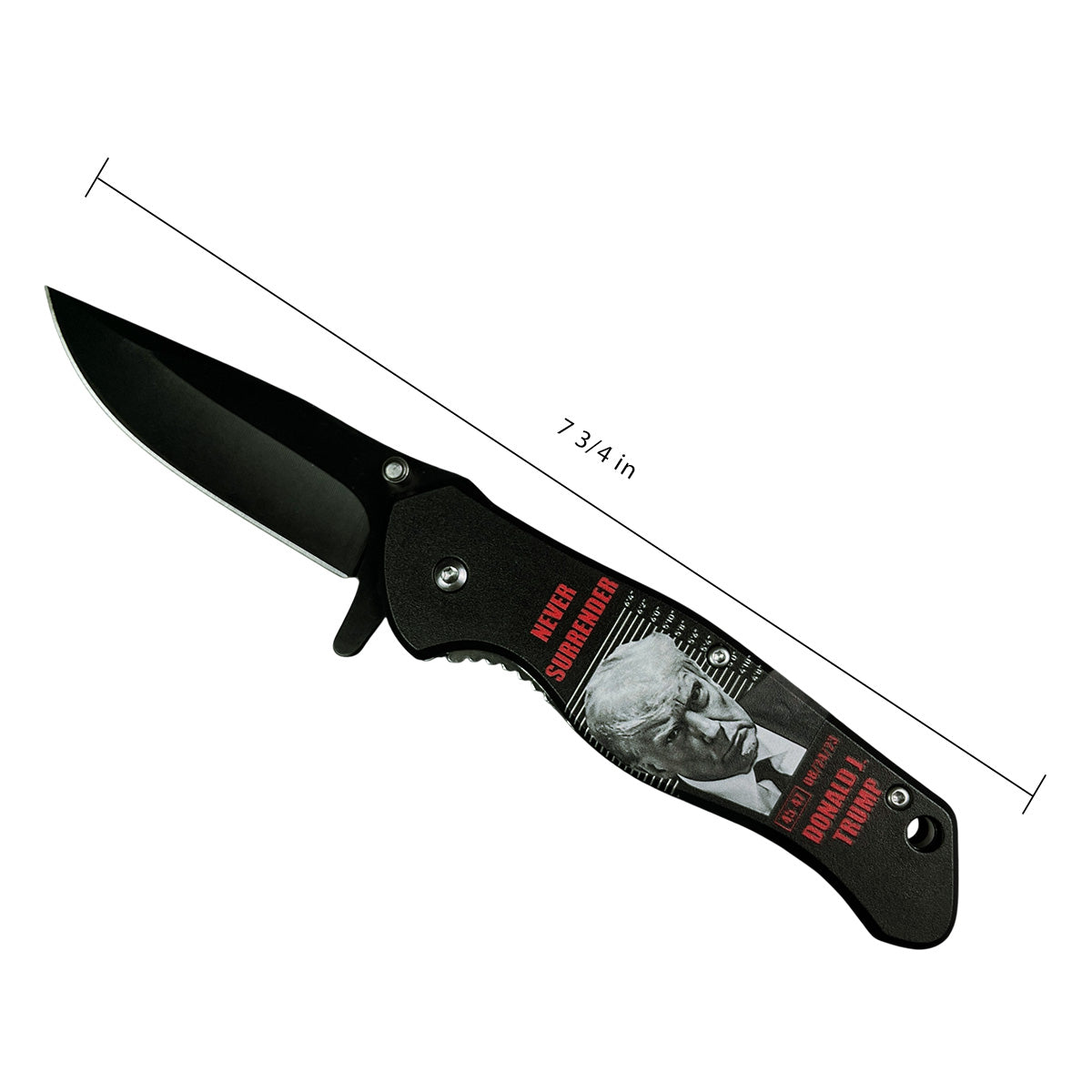 President Trump Knife - Never Give Up Pocket Knife with 7 3/4 inch stainless steel blade and ergonomic handle